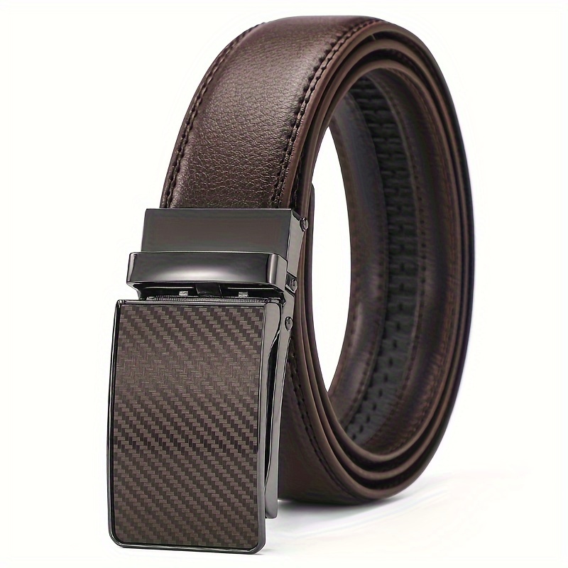 Men's Leather Ratchet Belt Automatic Buckle Dress Casual Jeans Golf Pants